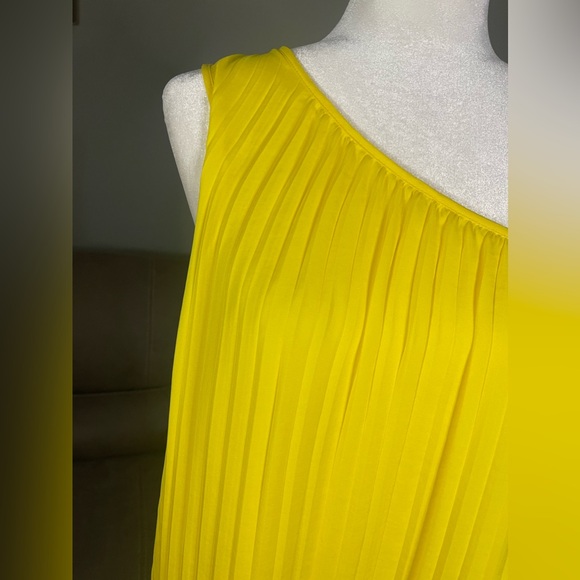 HD in Paris for Anthropologie Yellow Pleated One Shoulder Dress S Wedding Party - Picture 5 of 16